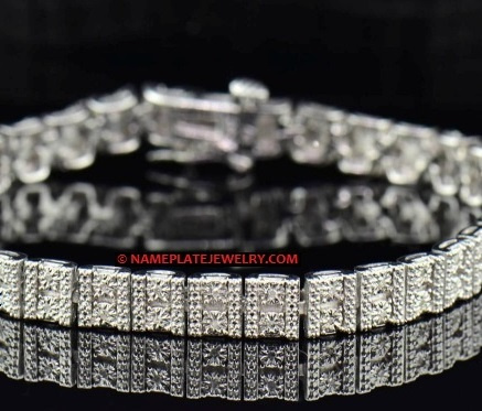 Ladies 1 Carat Real Diamond Bracelet Pave Set Designer White Gold Finish 7"